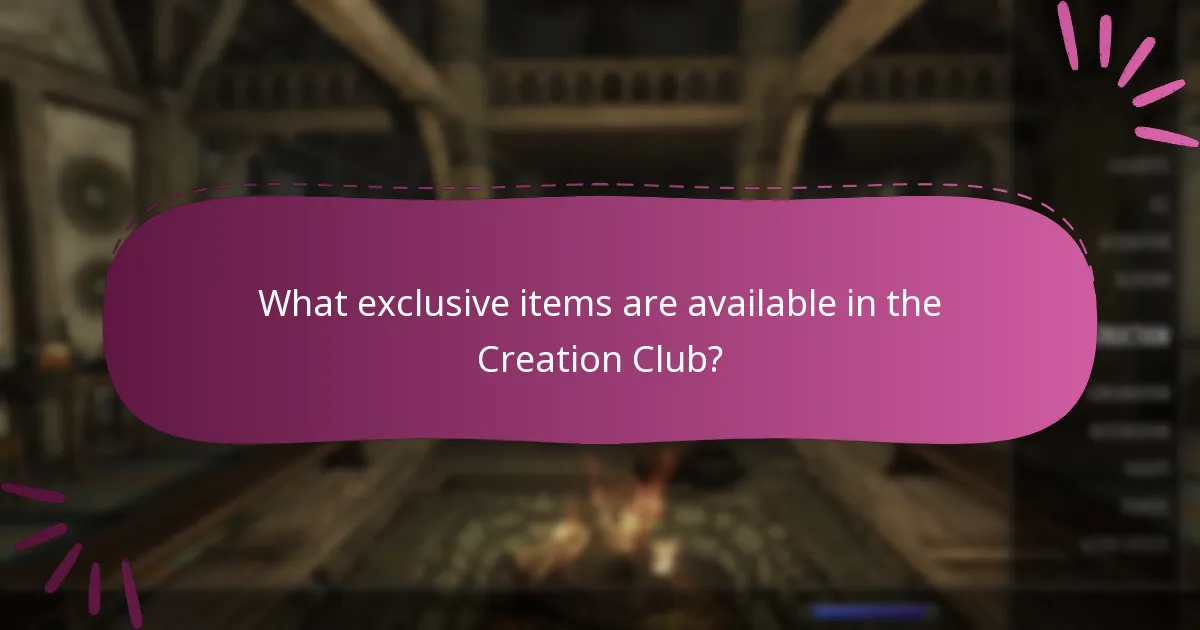 What exclusive items are available in the Creation Club?